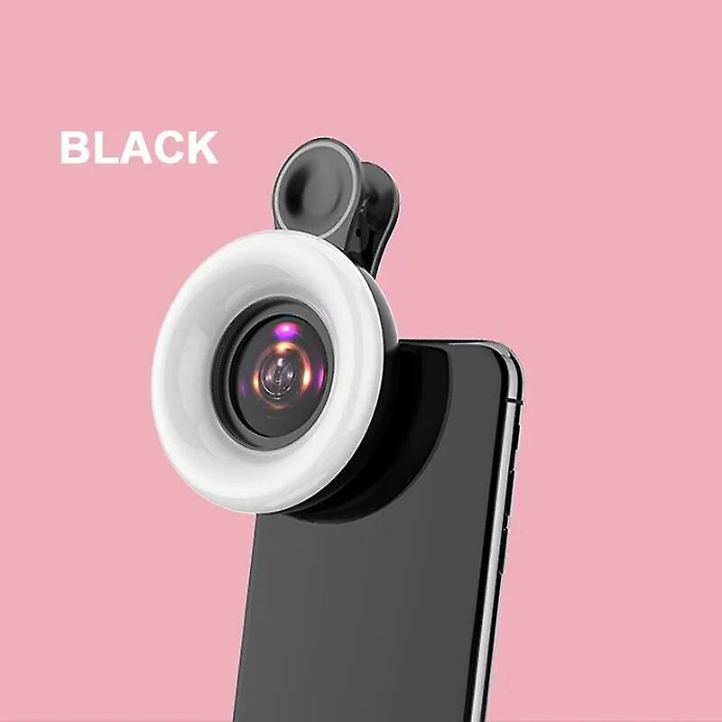 Camera Phone Accessories |  Mobile Phone Fill Light 15X Macro Lens Portable Selfie Led Ring Flash Light Phone Selfie Lamp Ring Clip Light Camera Phone Accessories Black