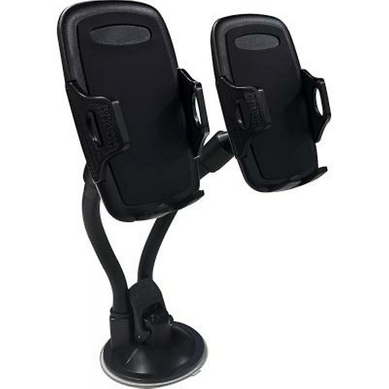 Phone Stands |  Double Adjustable Car Stand On Windscreen For Smartphone With 360 Rotation, Black Phone Stands Black