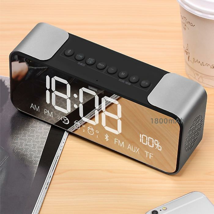 Phone Stands |  L022 Digital Led Clock With Speaker – Wireless Alarm Clock Mirror Alarm Phone Holder Snooze Brightness Adjustment Silver Phone Stands Phone Stands