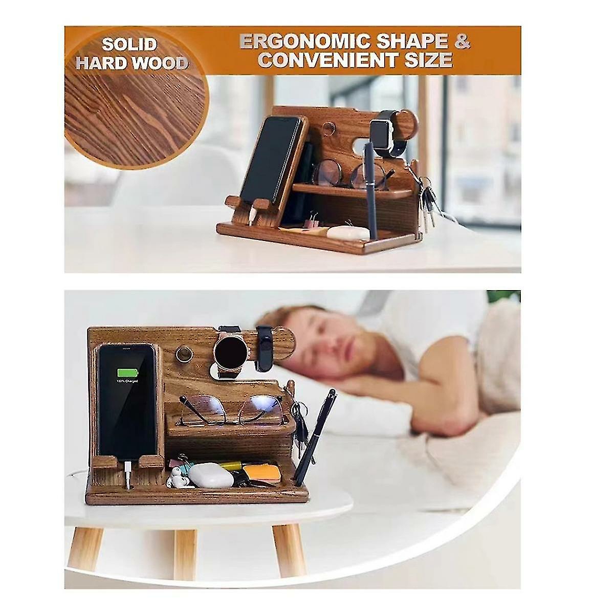 Phone Stands |  Multifunctional Wood Storage Rack Watches Jewelry Glasses Phone Holder Keys Organizer Wallet Stand Phone Stands Phone Stands