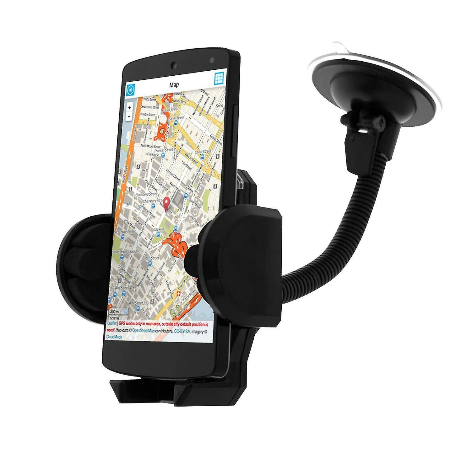 Phone Stands |  Rotary Car Holder For Smartphone – Suction Cup + Ventilation Grille Phone Stands Black