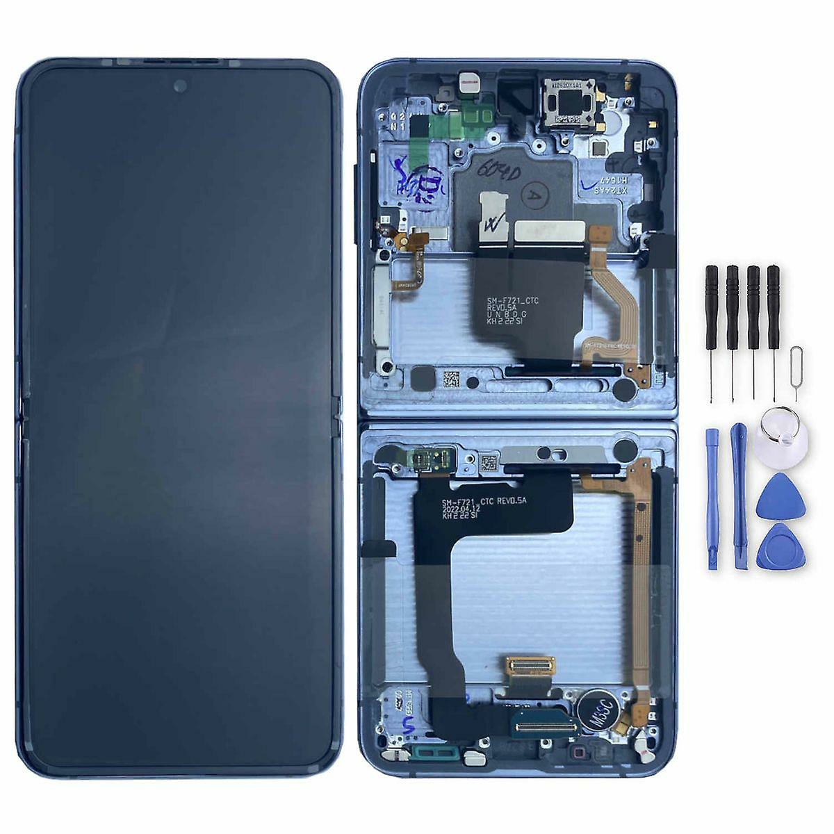 Replacement Phone Parts |  Lcd Display For Galaxy Z Flip4 5G + Touch + Frame Gh82-29440D Blue Replacement Phone Parts Blue